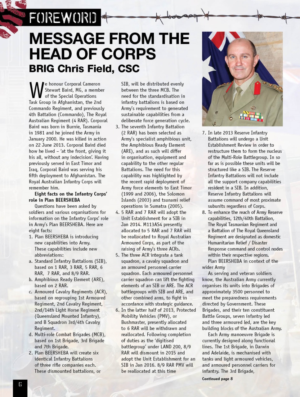Australian Infantry Magazine Preview Pages