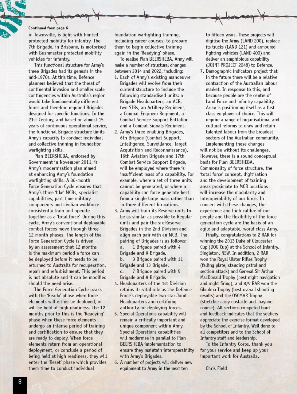 Australian Infantry Magazine Preview Pages