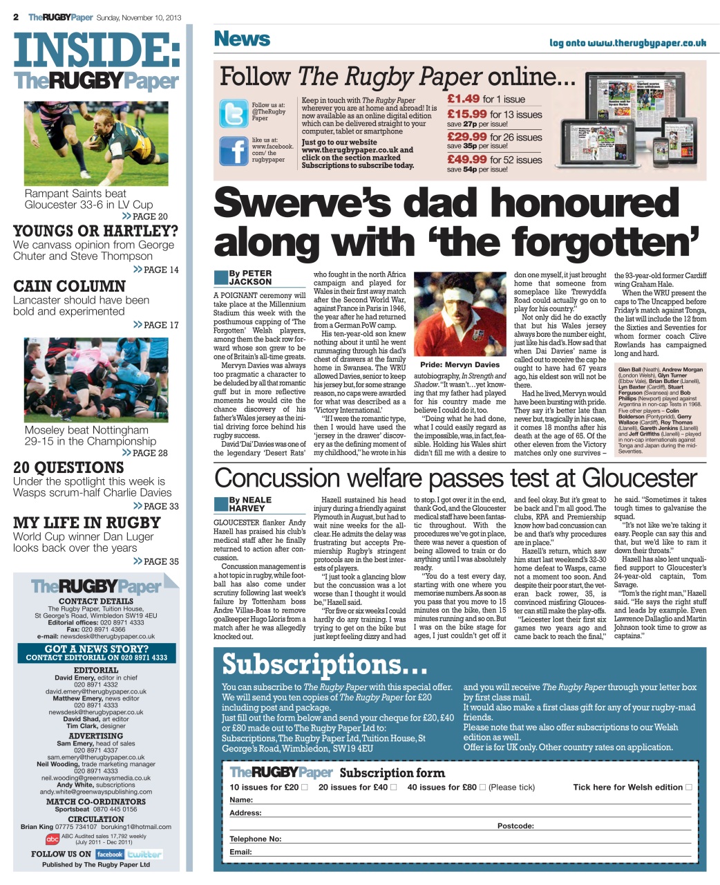 The Rugby Paper Preview Pages