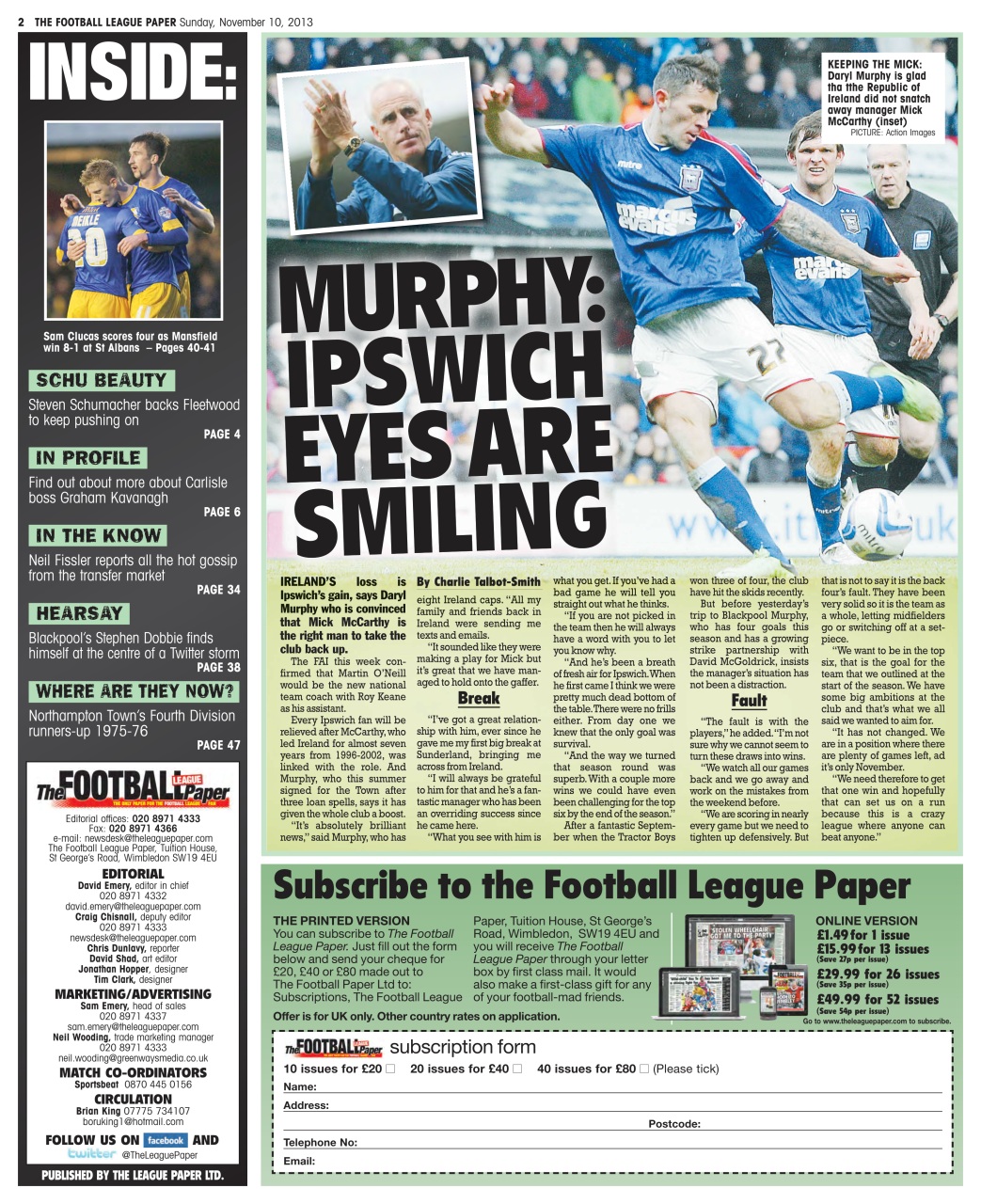 The Football League Paper Preview Pages