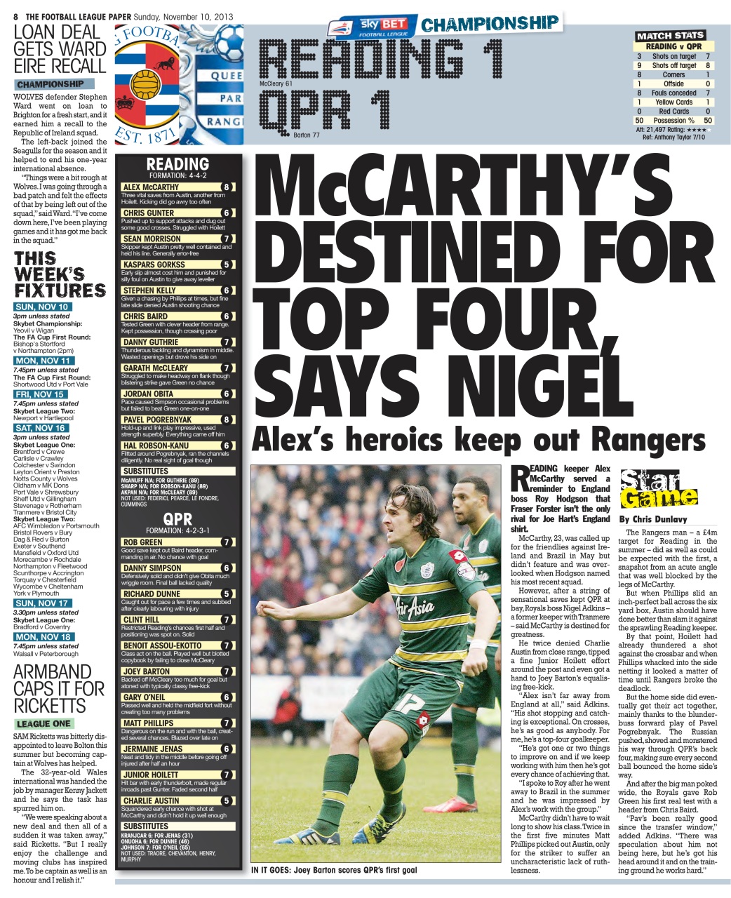 The Football League Paper Preview Pages