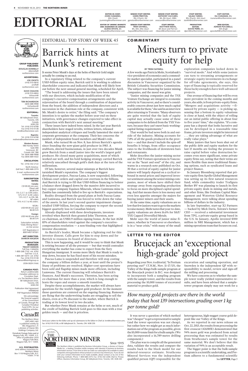 The Northern Miner Preview Pages