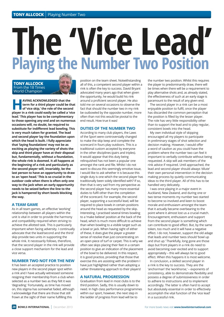 Bowls International Preview Pages