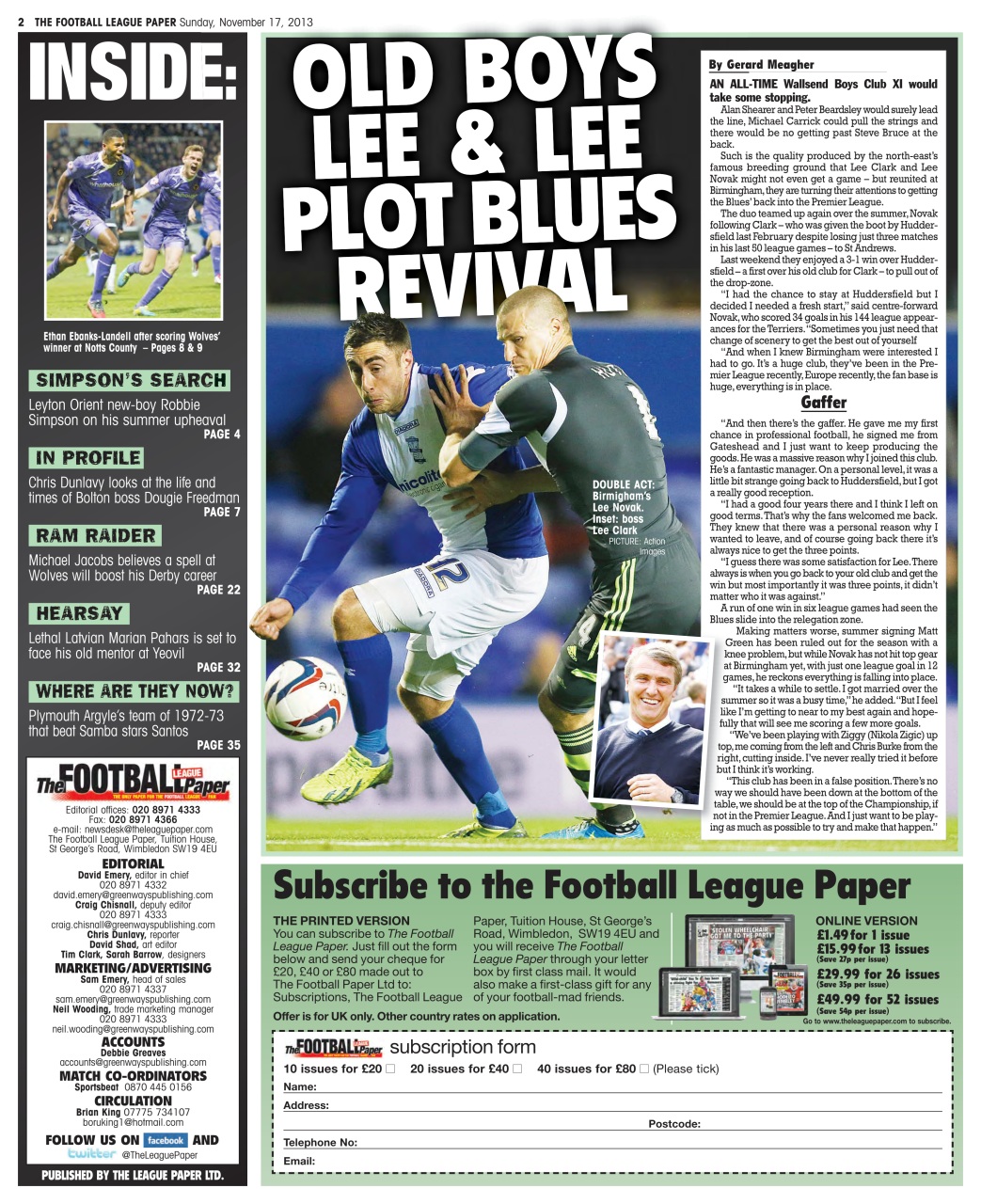 The Football League Paper Preview Pages