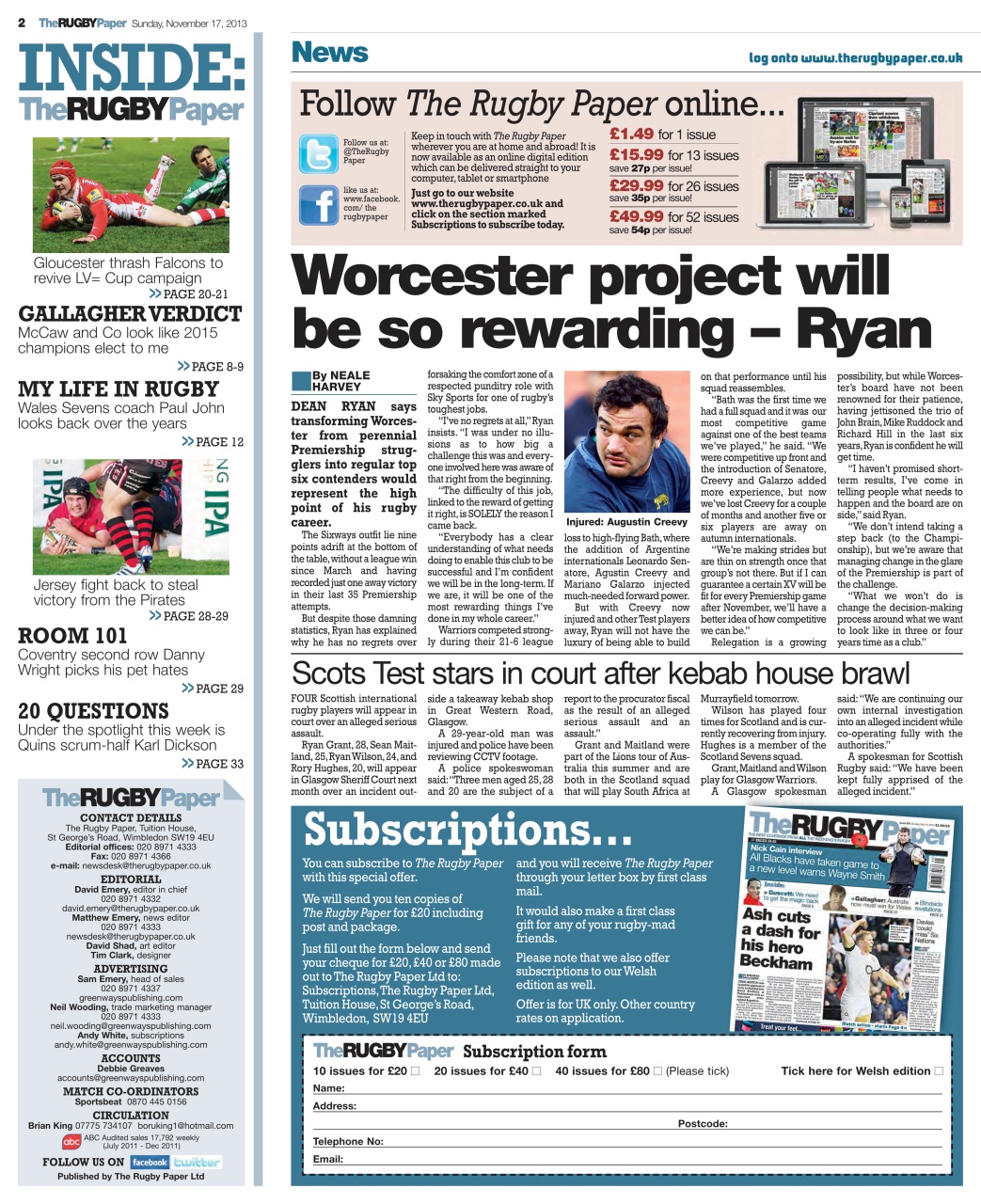 The Rugby Paper Preview Pages