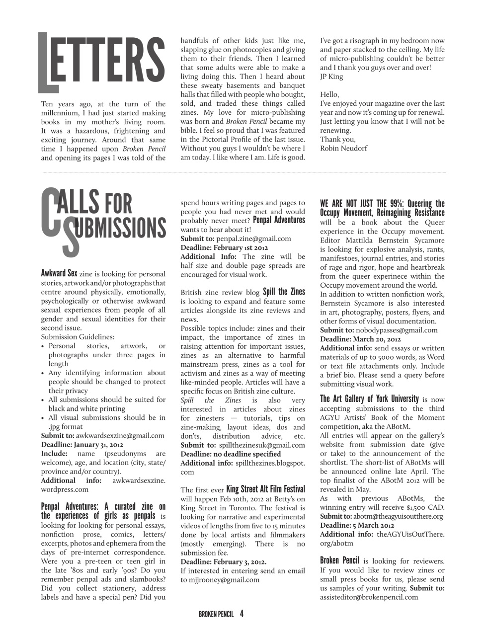 Broken Pencil Preview Pages