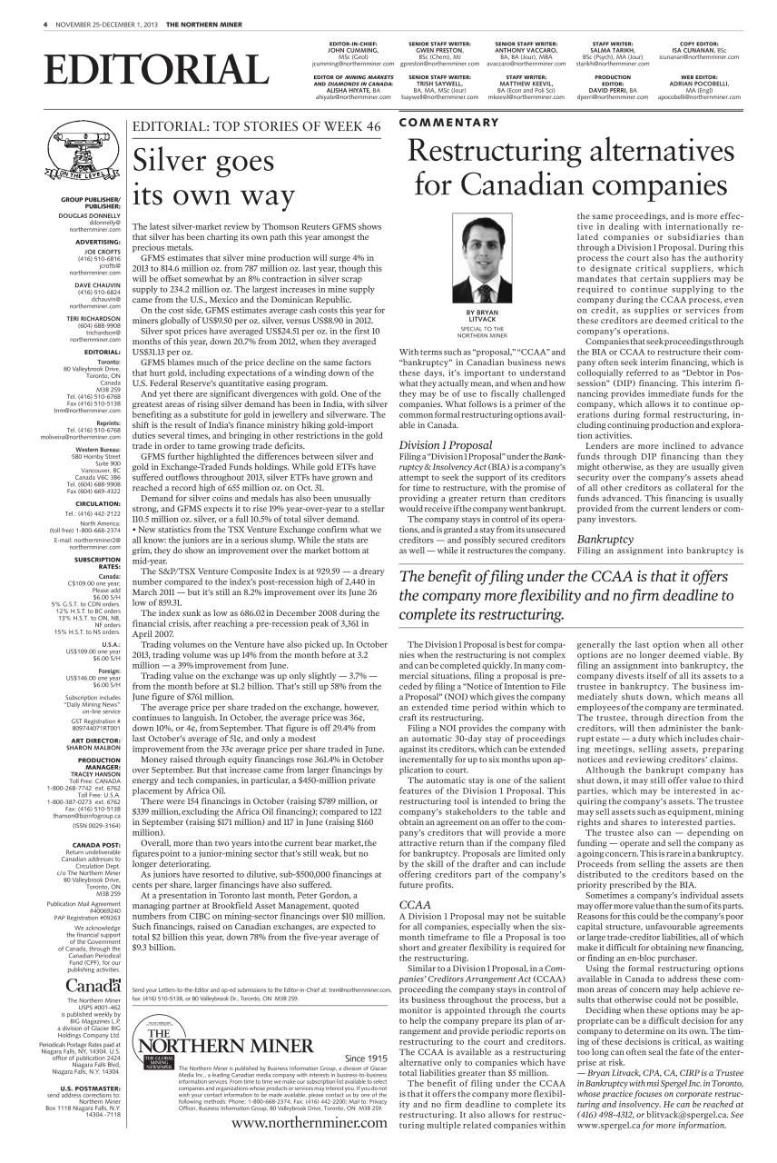 The Northern Miner Preview Pages