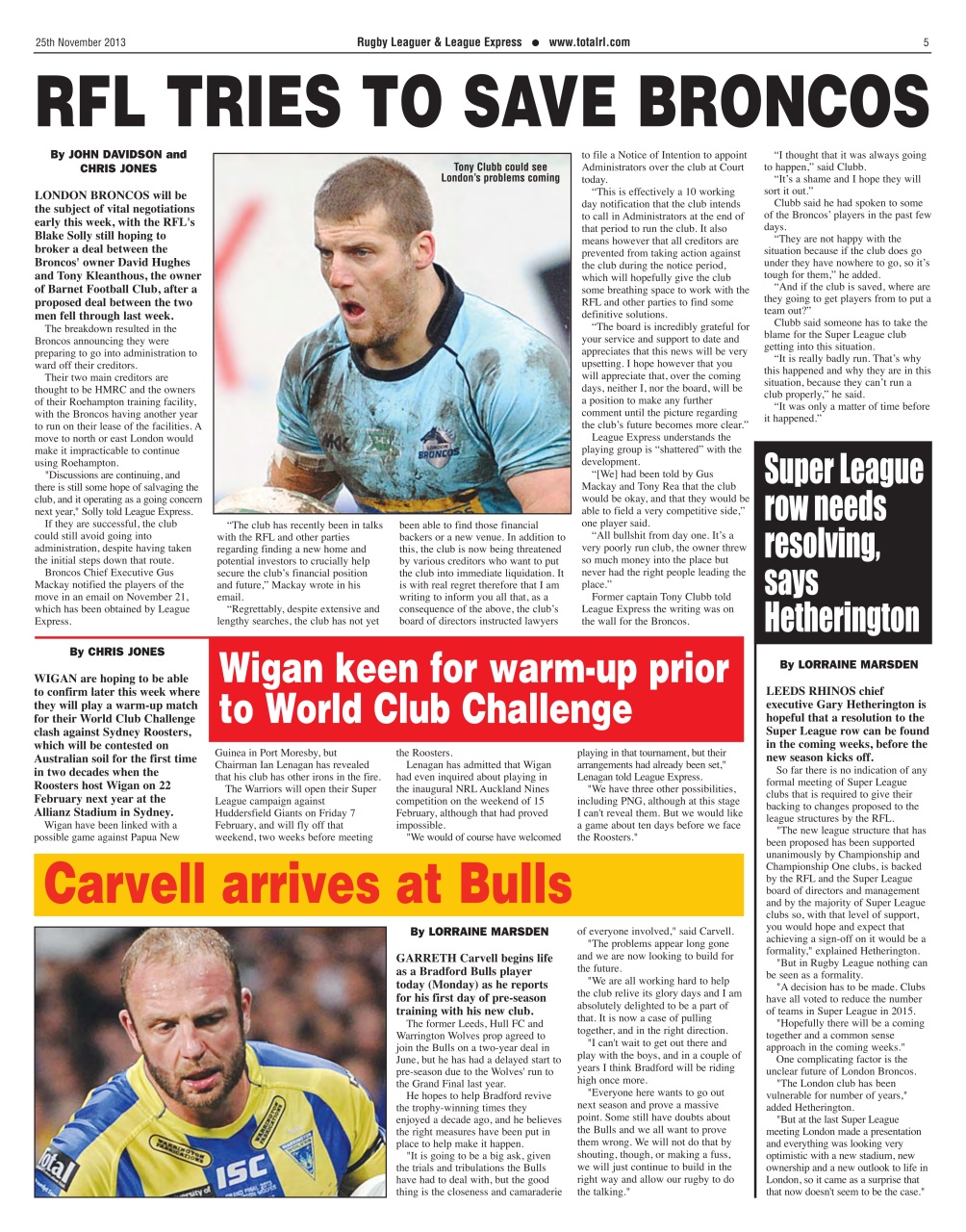 League Express Preview Pages