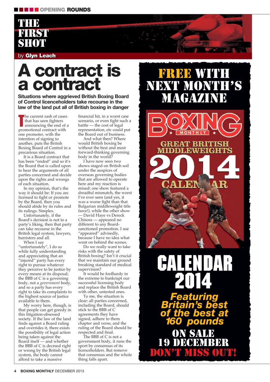 Boxing Monthly Preview Pages