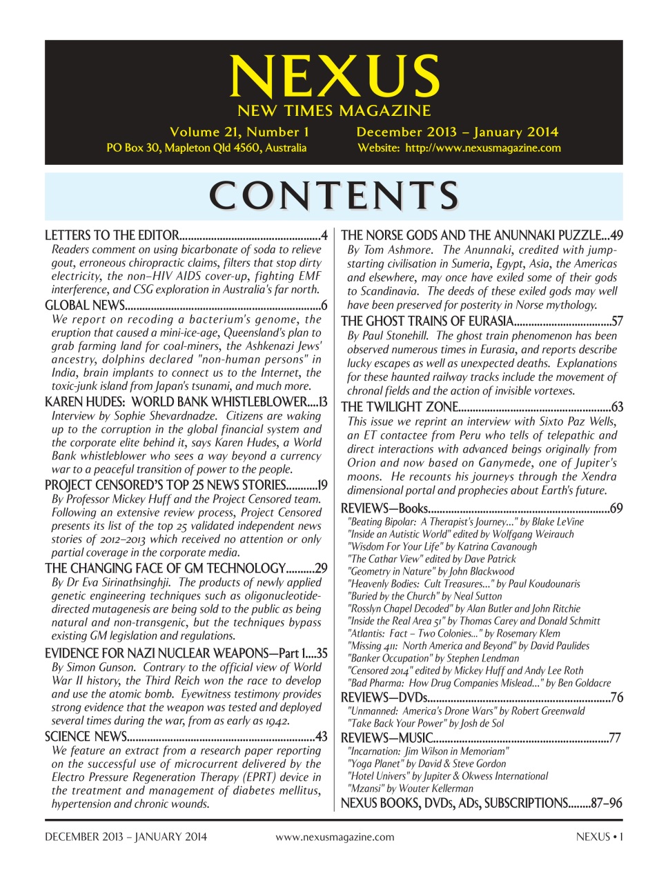 Nexus Magazine Preview Pages