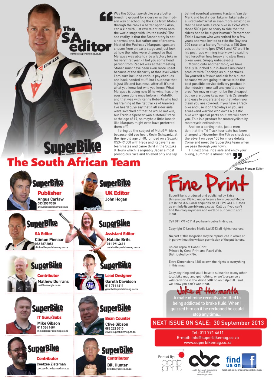 SuperBike South Africa Preview Pages