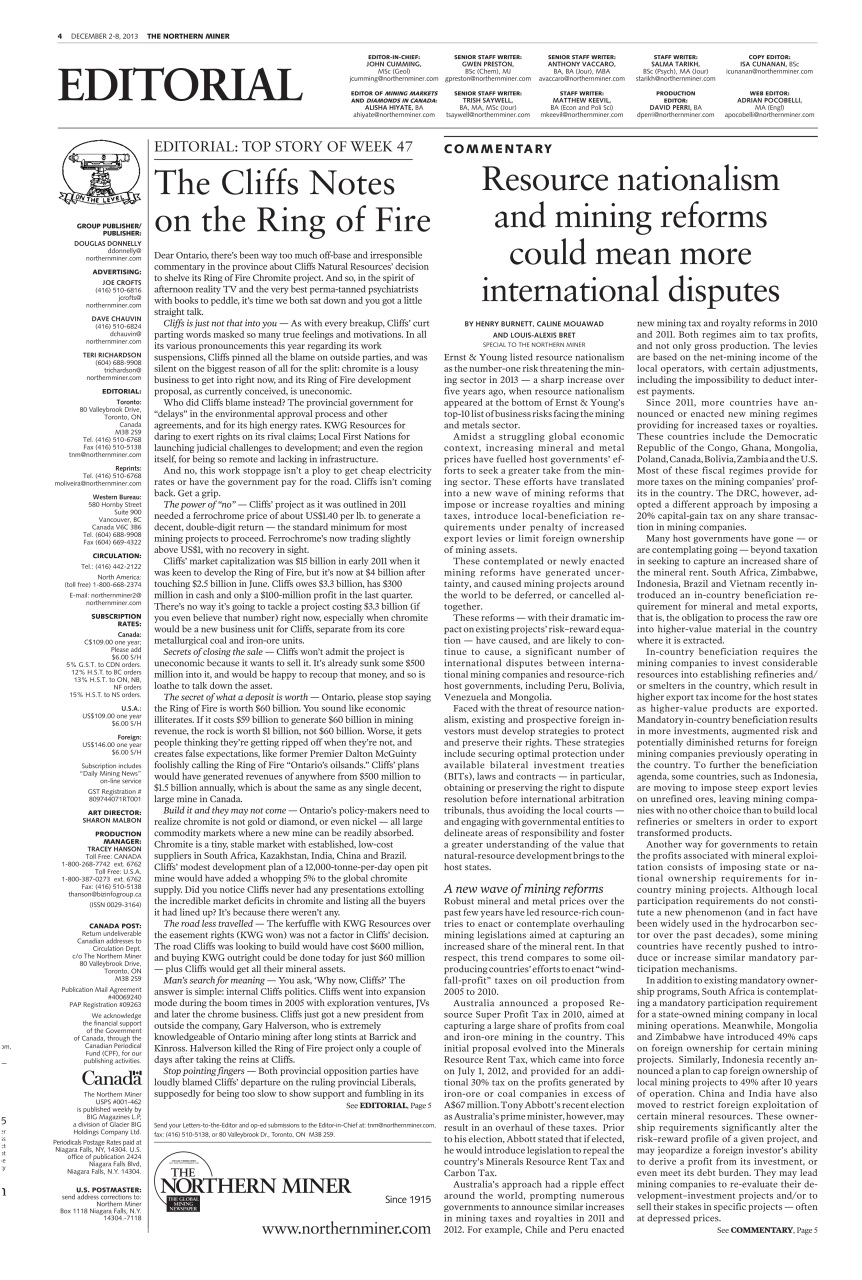 The Northern Miner Preview Pages