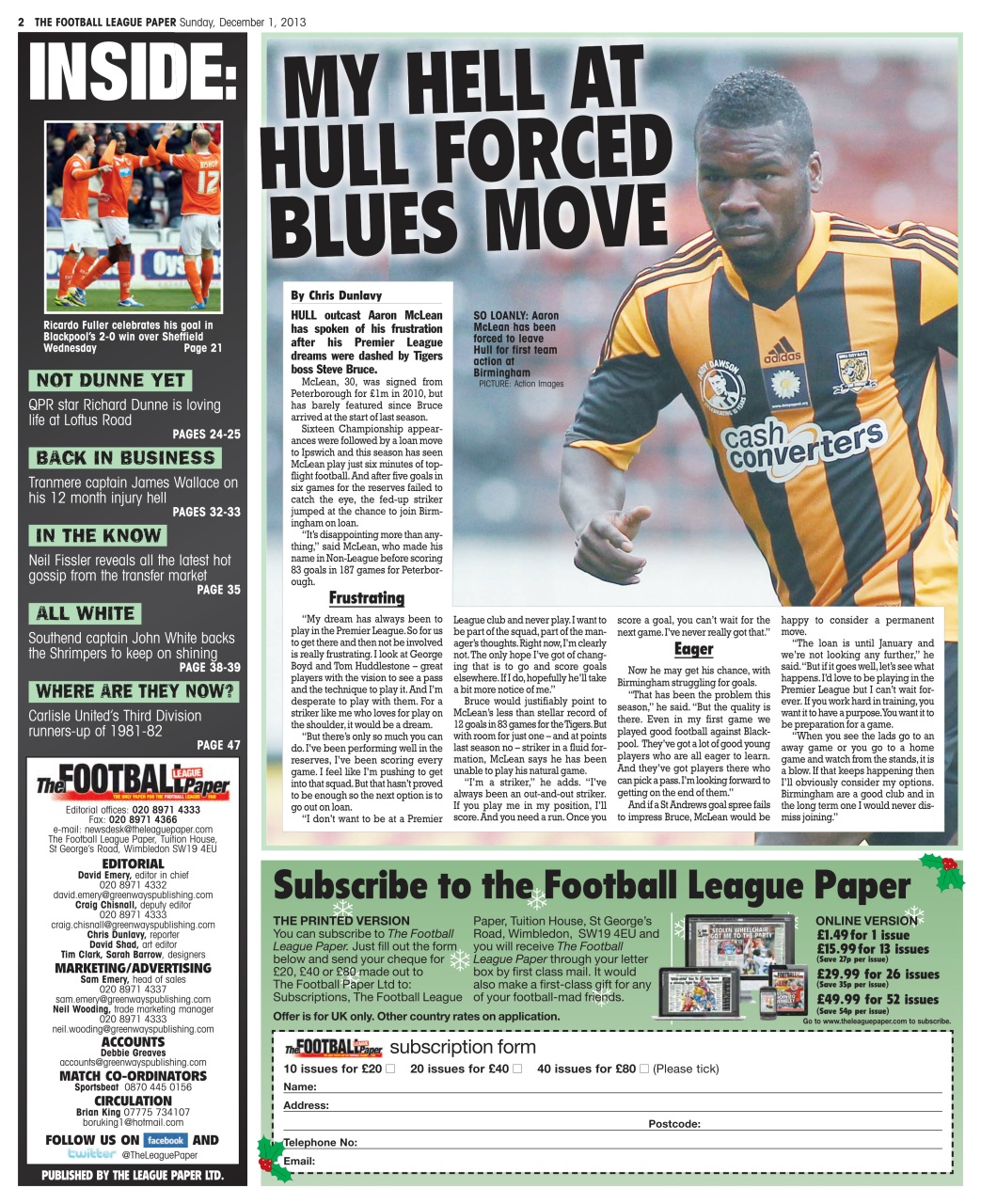 The Football League Paper Preview Pages