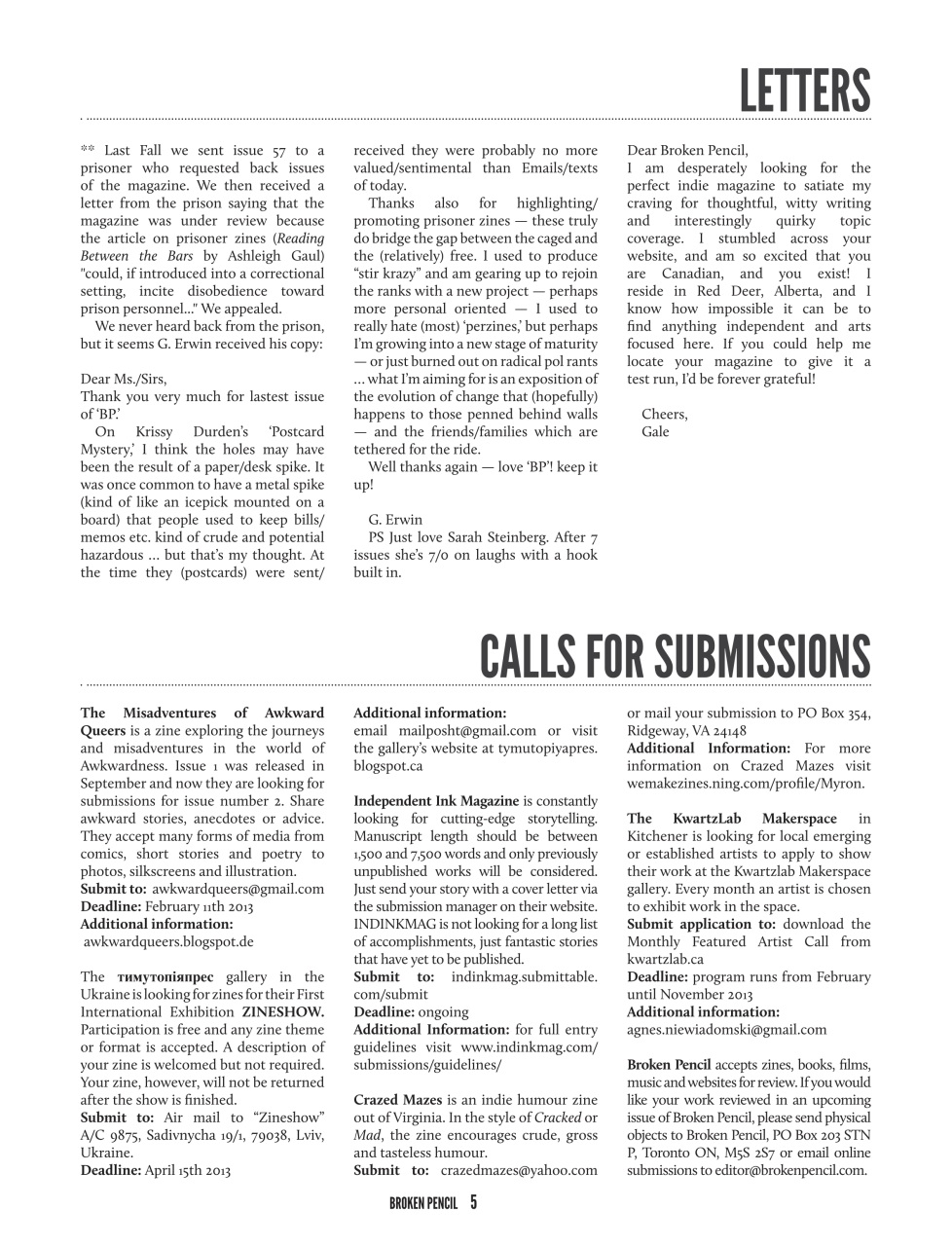 Broken Pencil Preview Pages