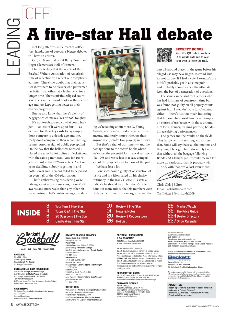 Beckett Baseball Magazine Preview Pages
