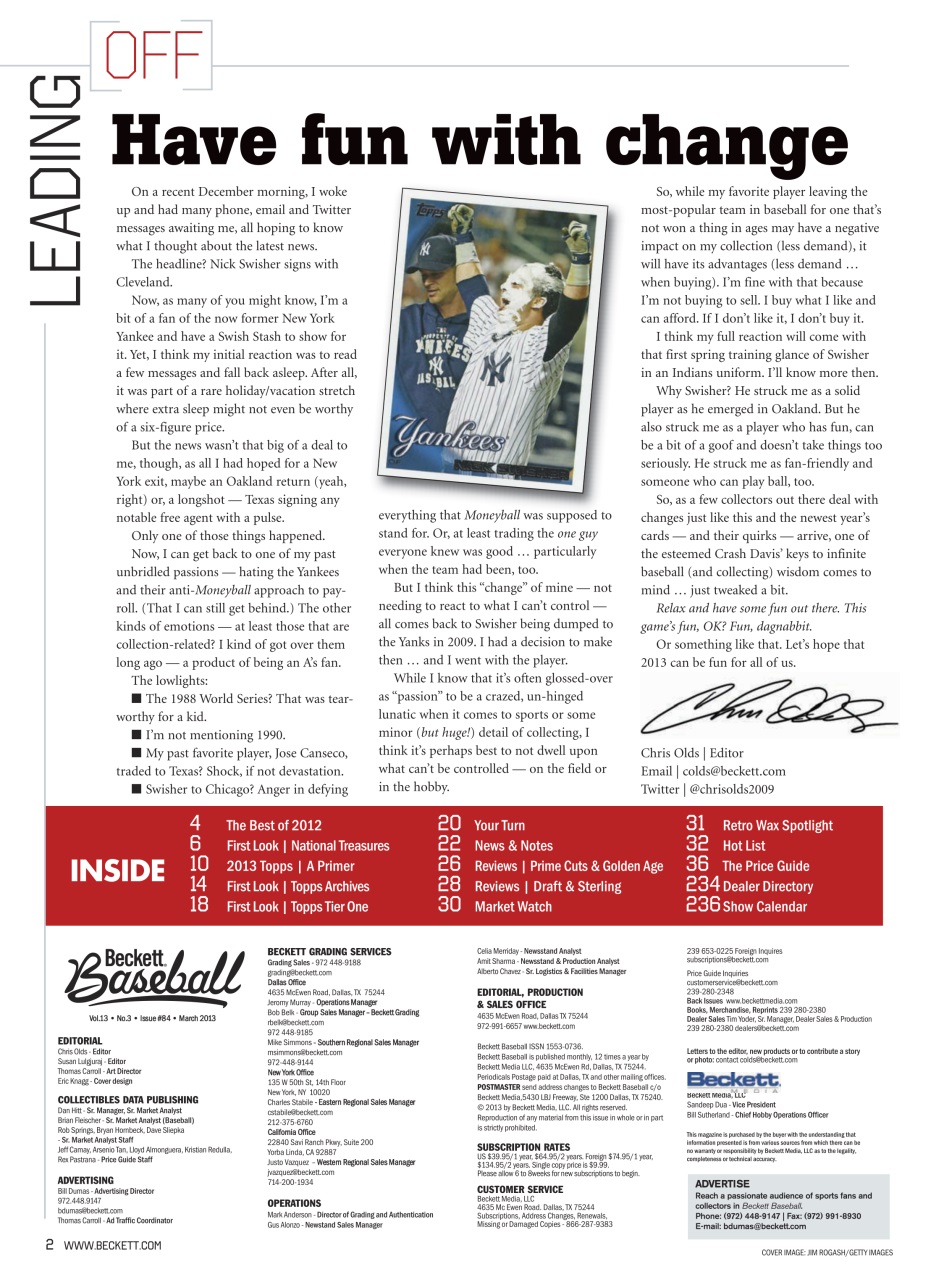 Beckett Baseball Magazine Preview Pages