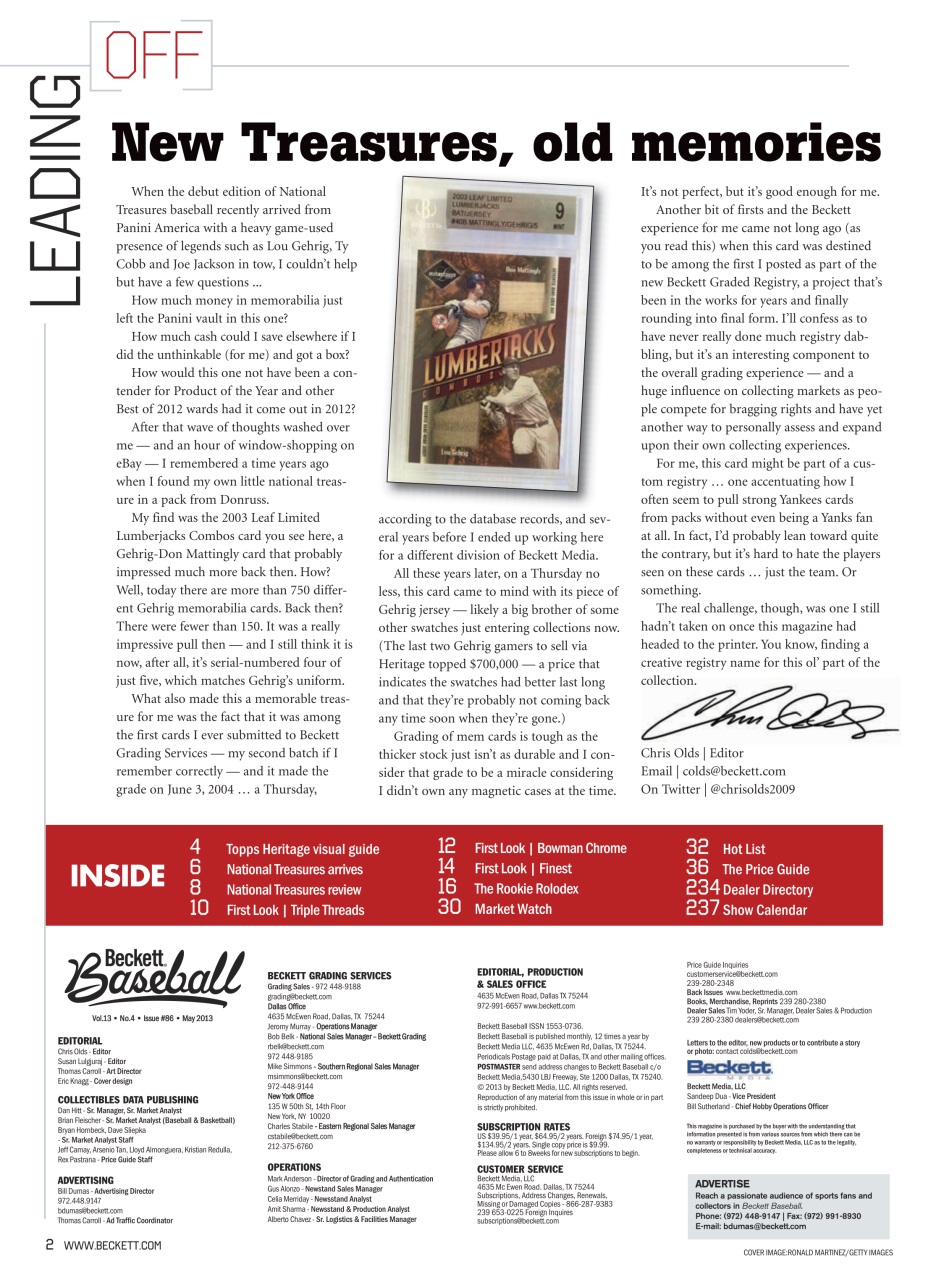 Beckett Baseball Magazine Preview Pages