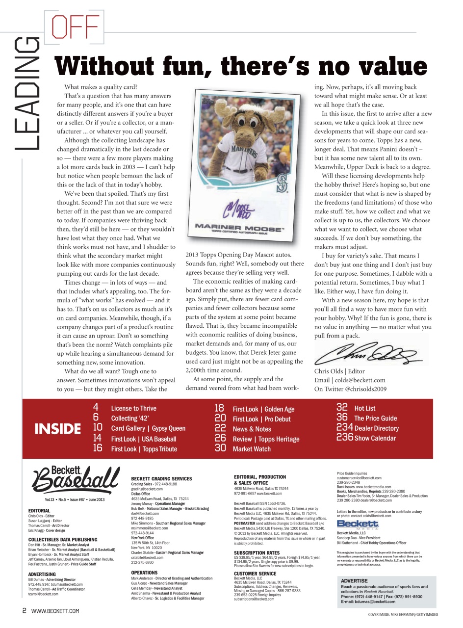 Beckett Baseball Magazine Preview Pages