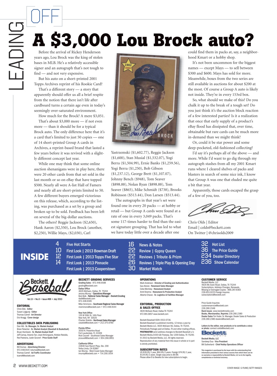 Beckett Baseball Magazine Preview Pages