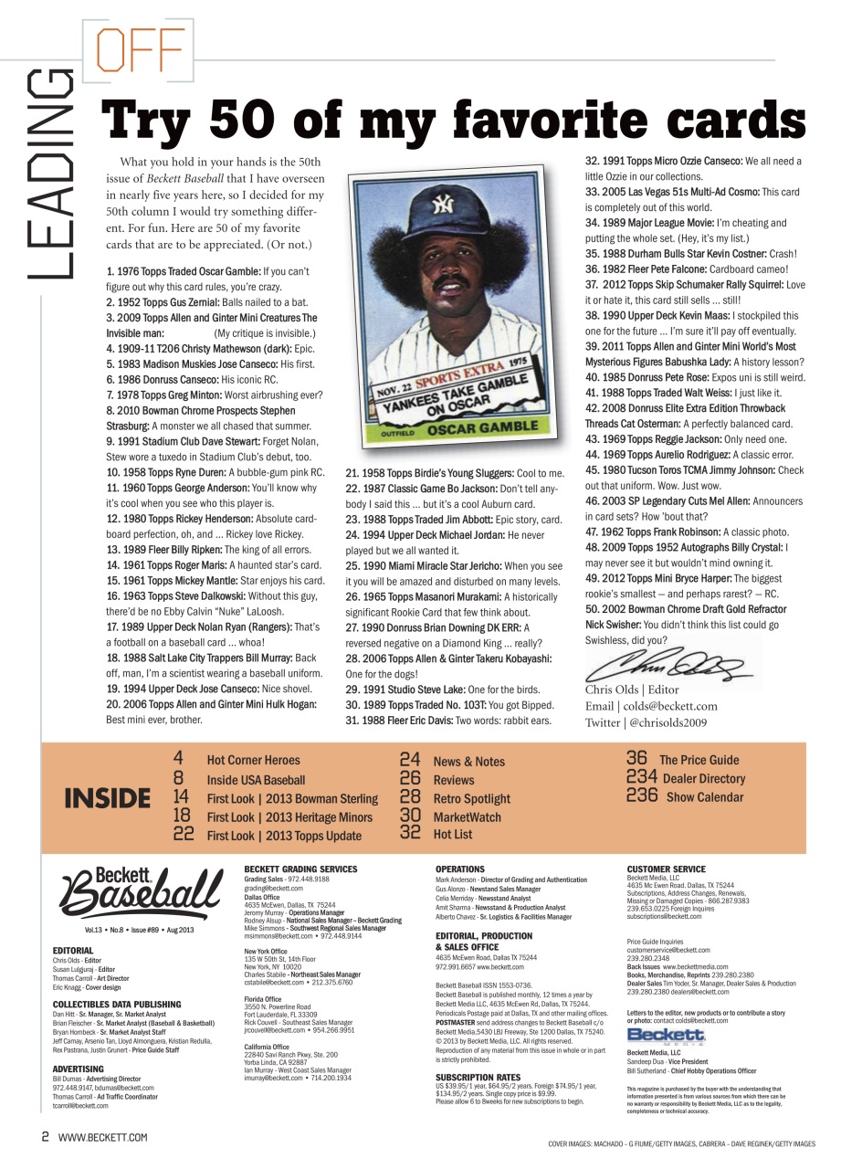 Beckett Baseball Magazine Preview Pages
