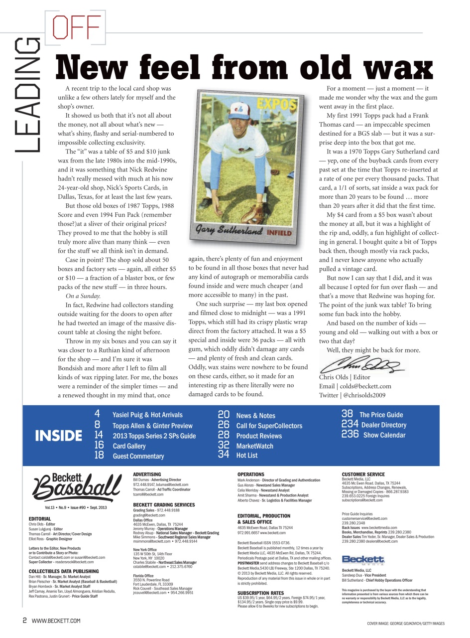Beckett Baseball Magazine Preview Pages