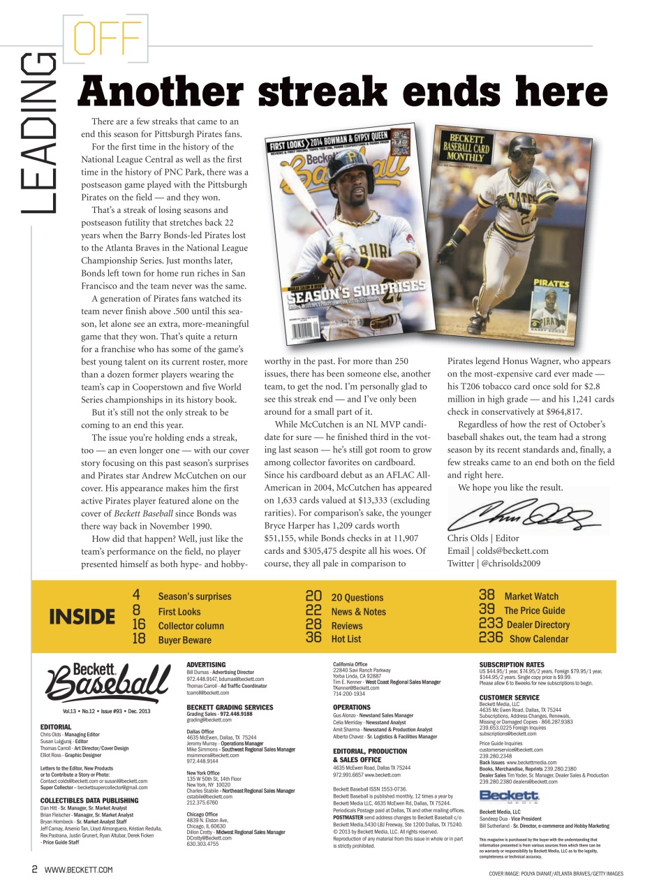 Beckett Baseball Magazine Preview Pages