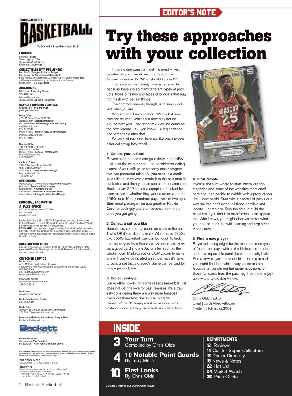 Beckett Basketball Magazine Preview Pages