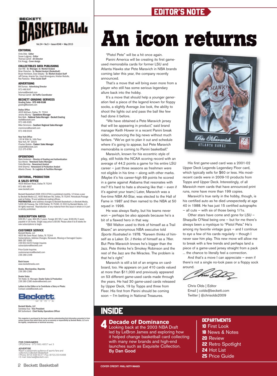 Beckett Basketball Magazine Preview Pages