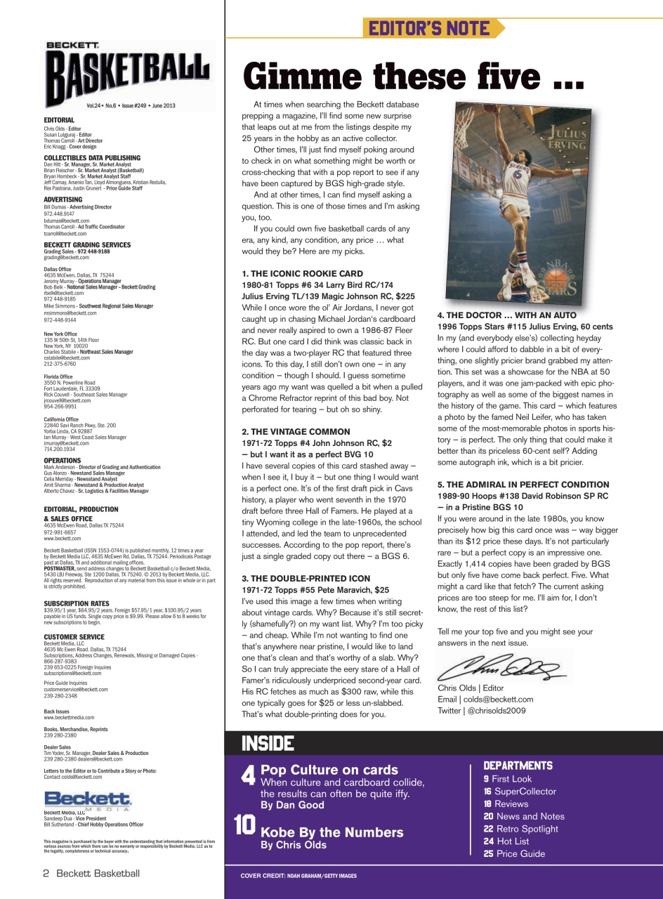 Beckett Basketball Magazine Preview Pages