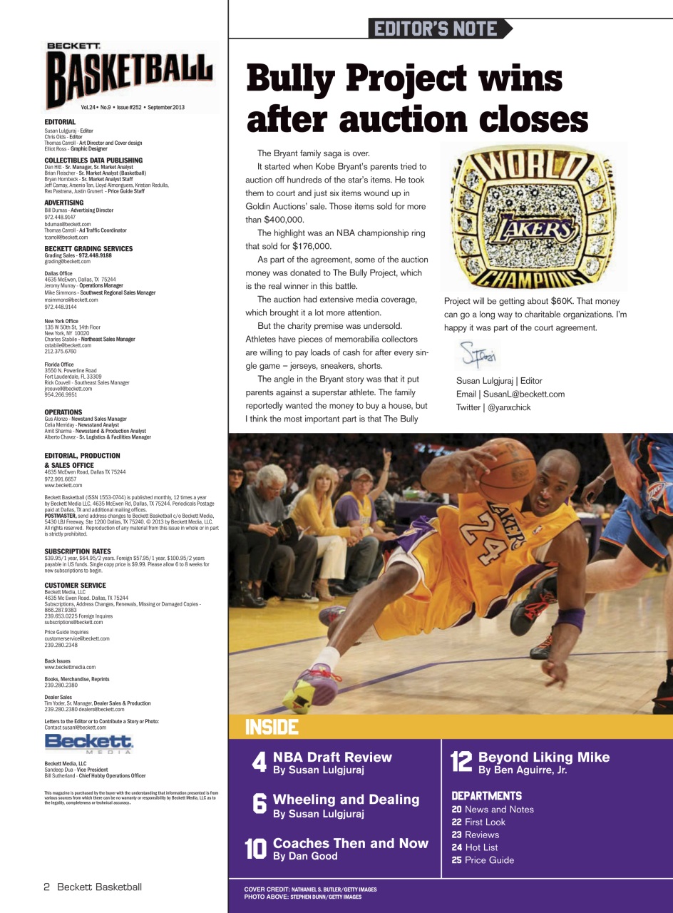 Beckett Basketball Magazine Preview Pages