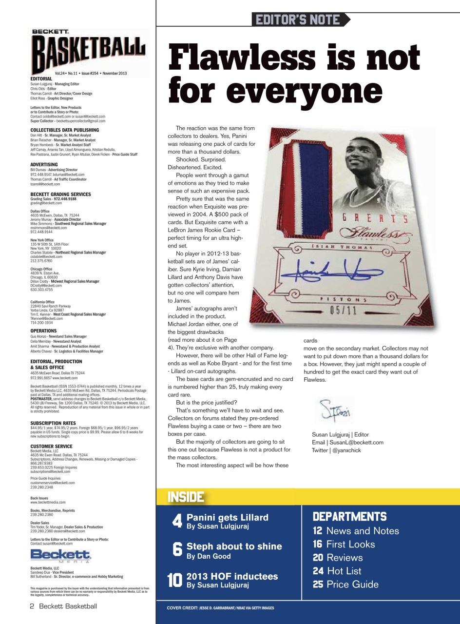 Beckett Basketball Magazine Preview Pages