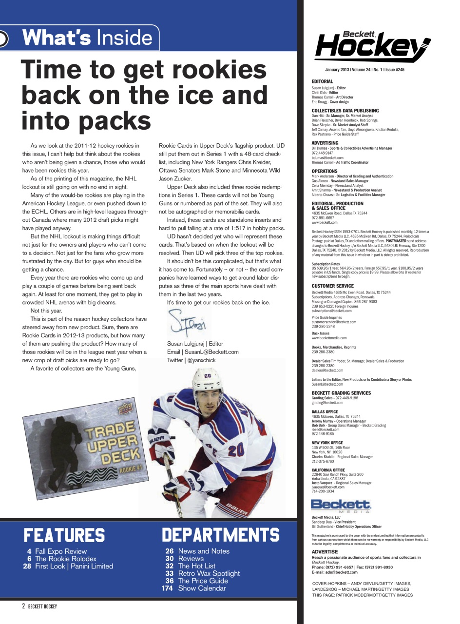 Beckett Hockey Magazine Preview Pages
