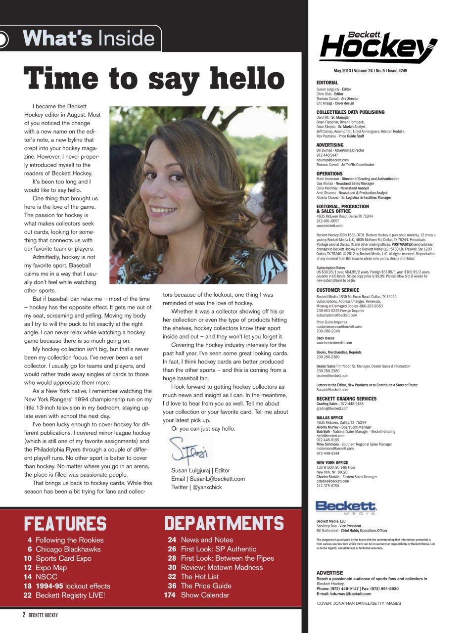 Beckett Hockey Magazine Preview Pages