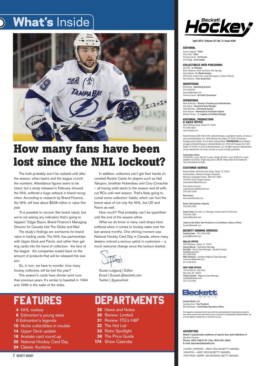 Beckett Hockey Magazine Preview Pages