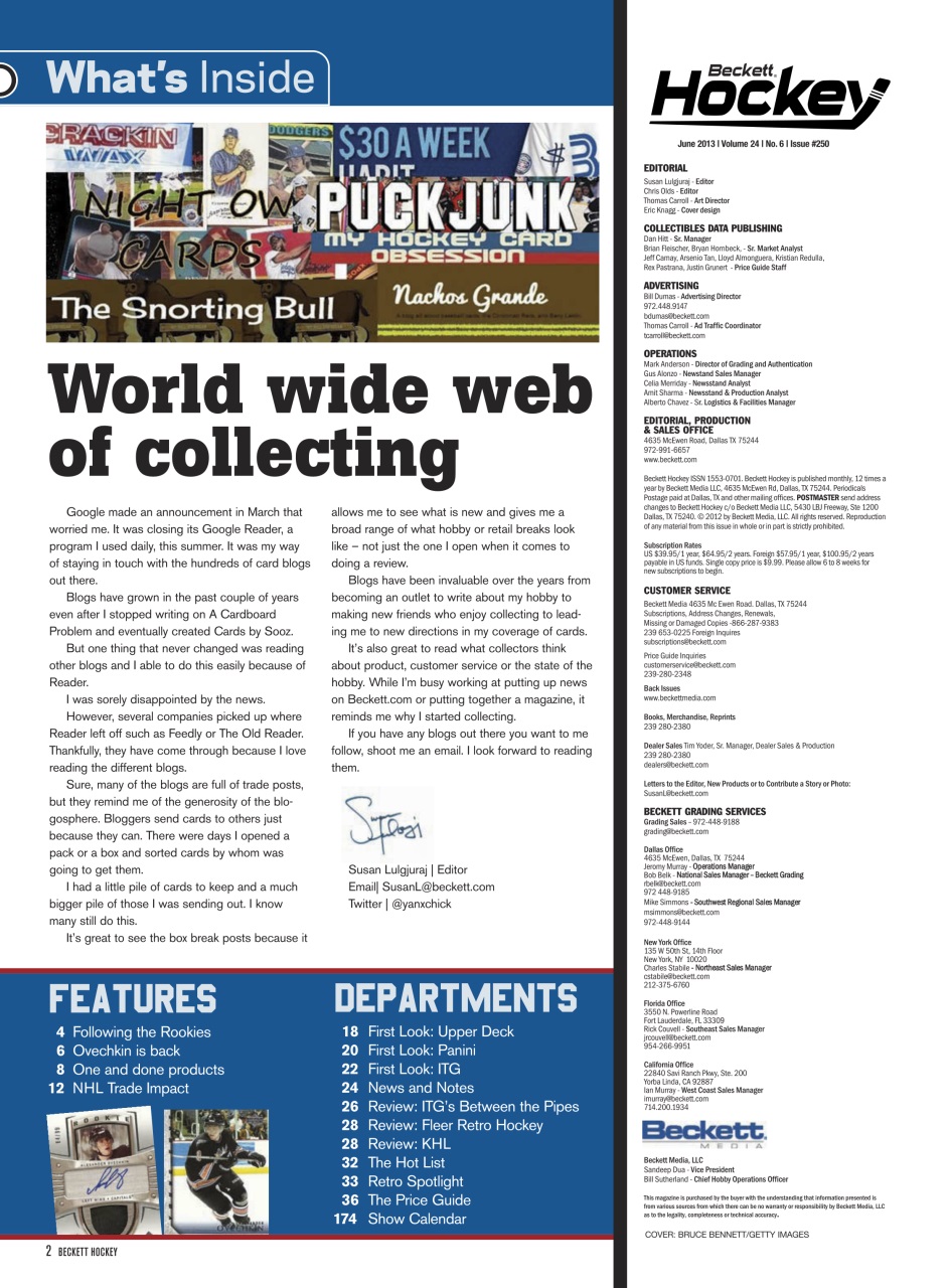 Beckett Hockey Magazine Preview Pages