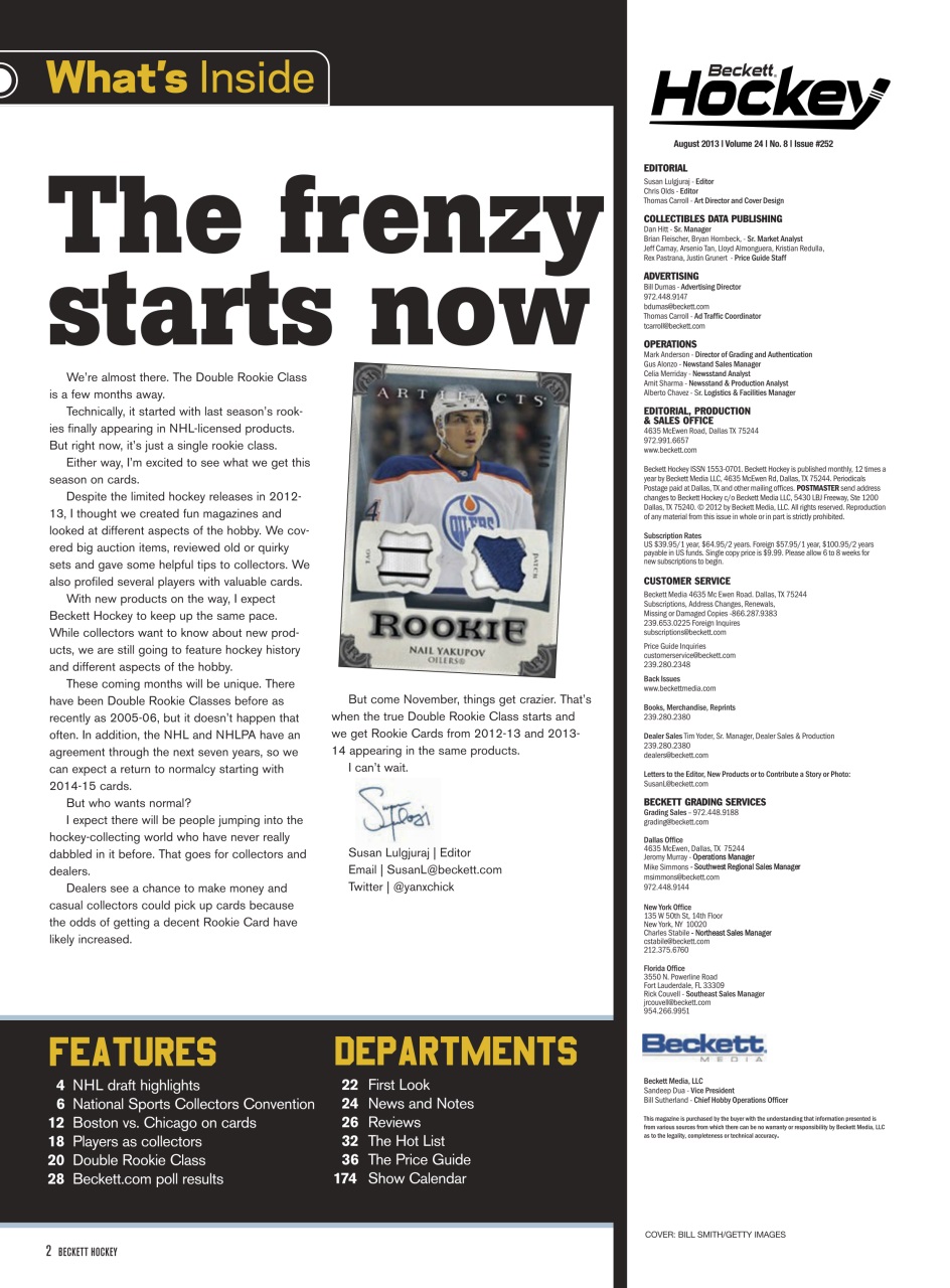 Beckett Hockey Magazine Preview Pages