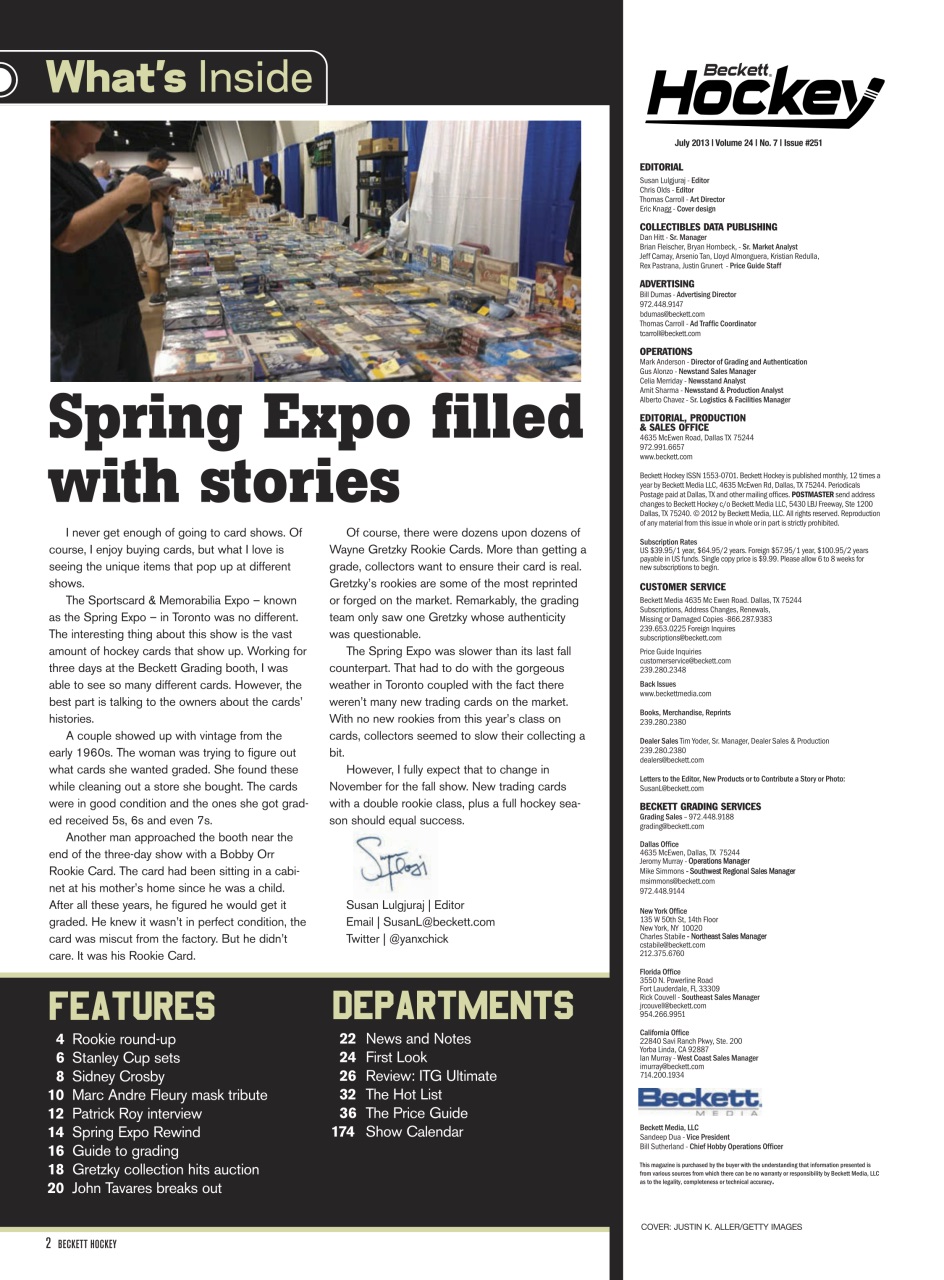 Beckett Hockey Magazine Preview Pages