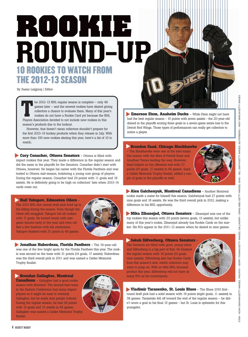Beckett Hockey Magazine Preview Pages