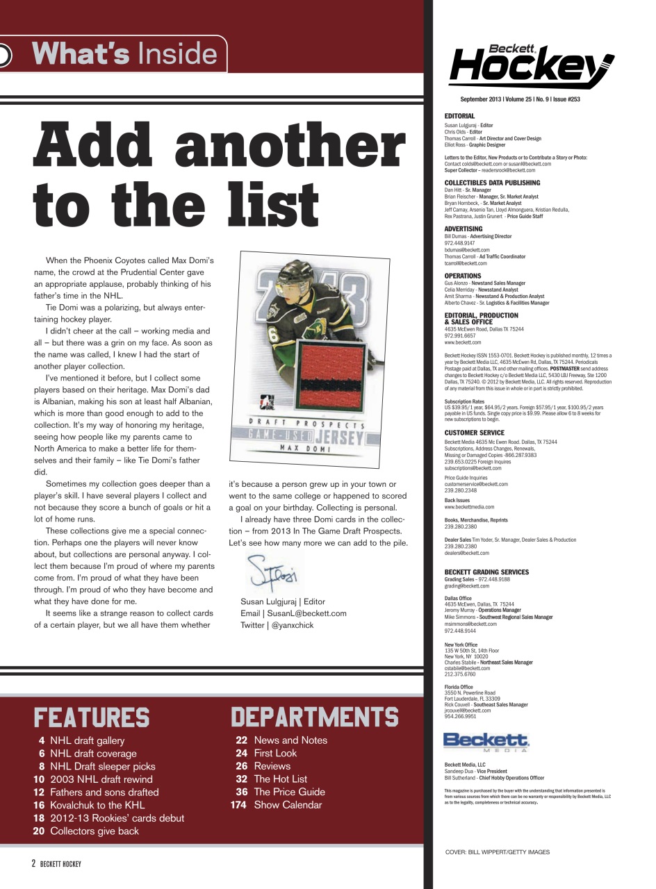 Beckett Hockey Magazine Preview Pages