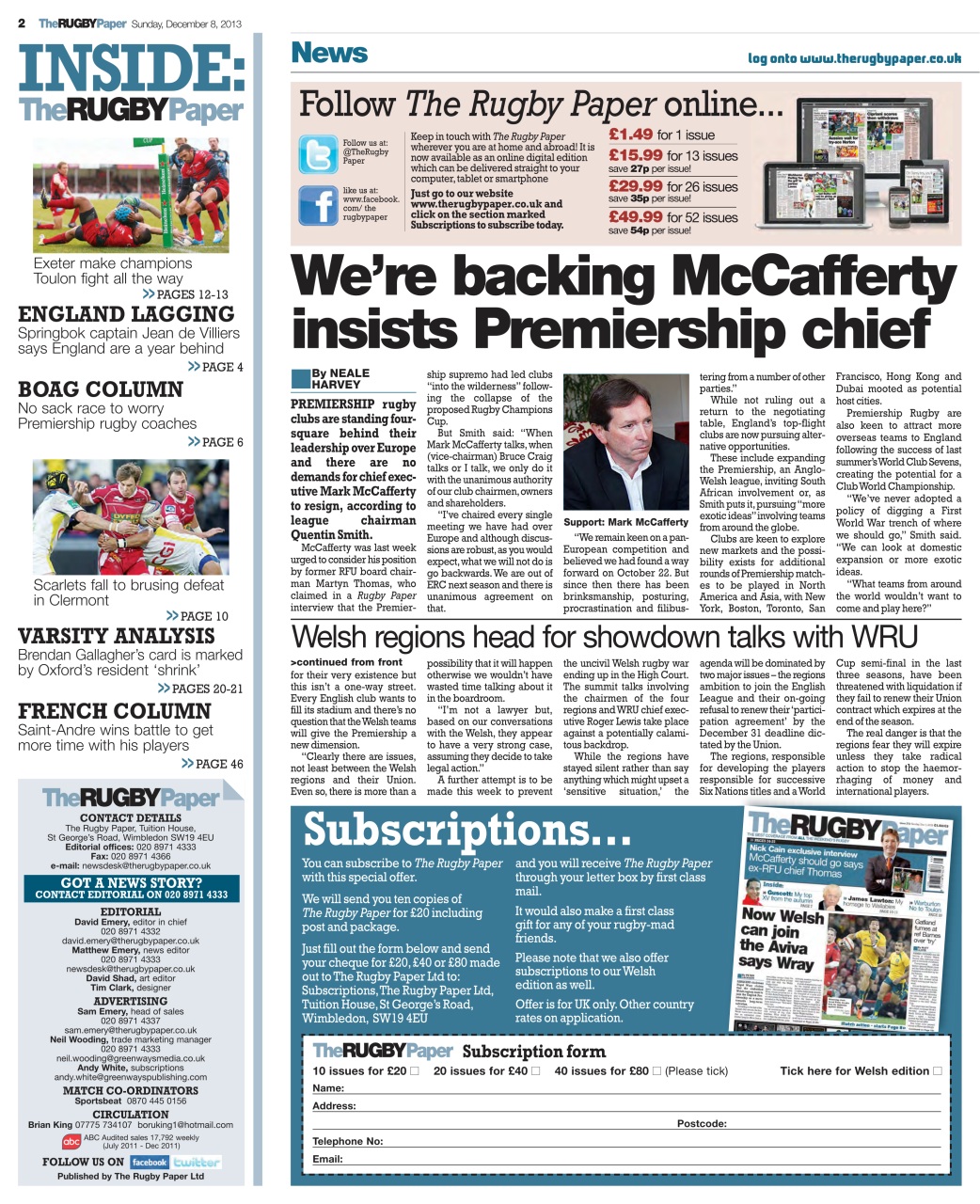 The Rugby Paper Preview Pages