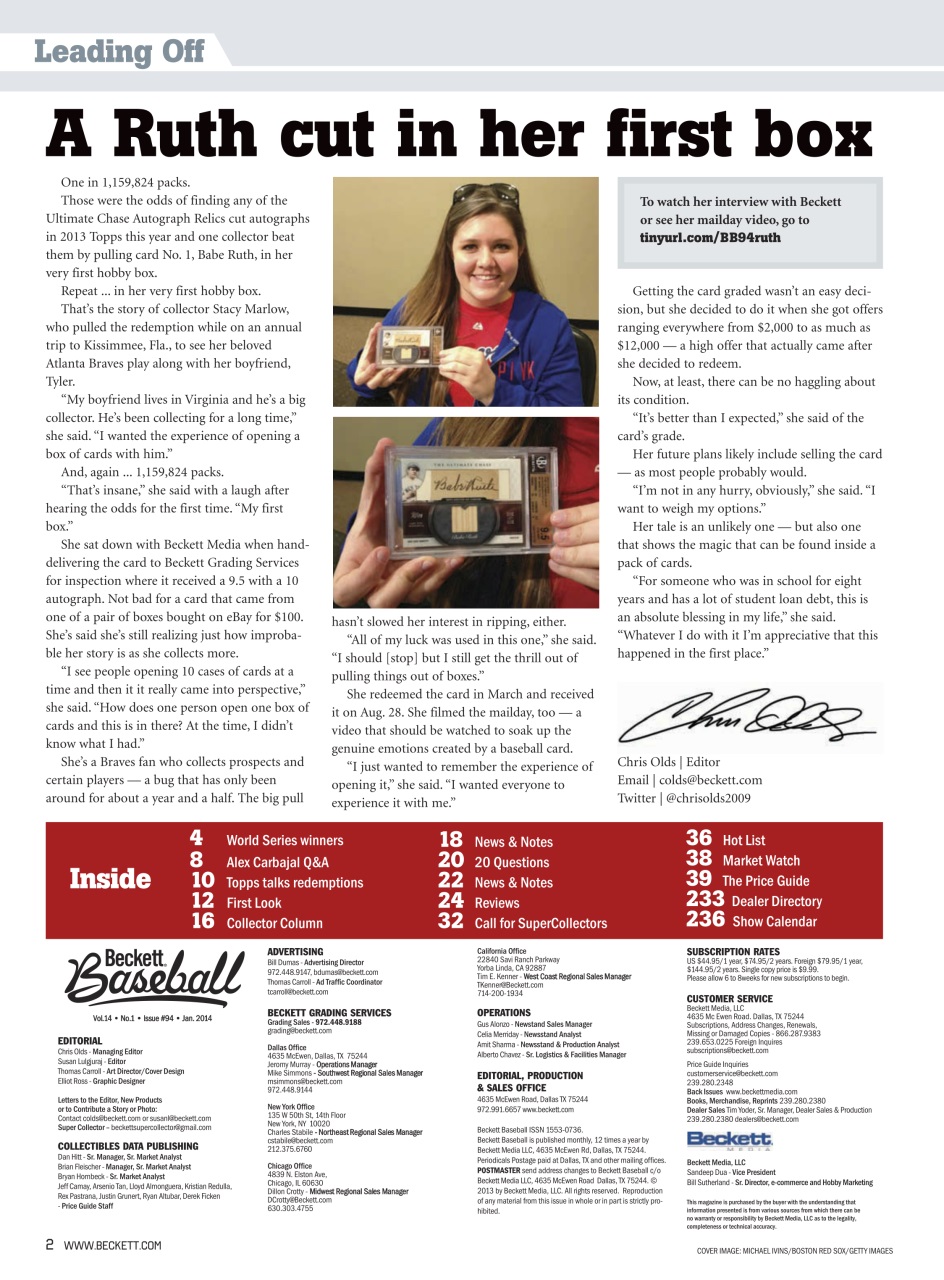 Beckett Baseball Magazine Preview Pages