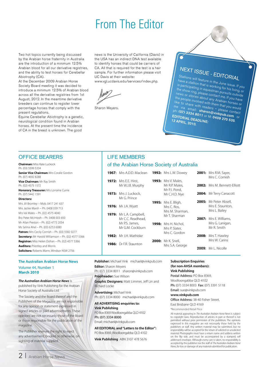 Australian Arabian Horse News Preview Pages