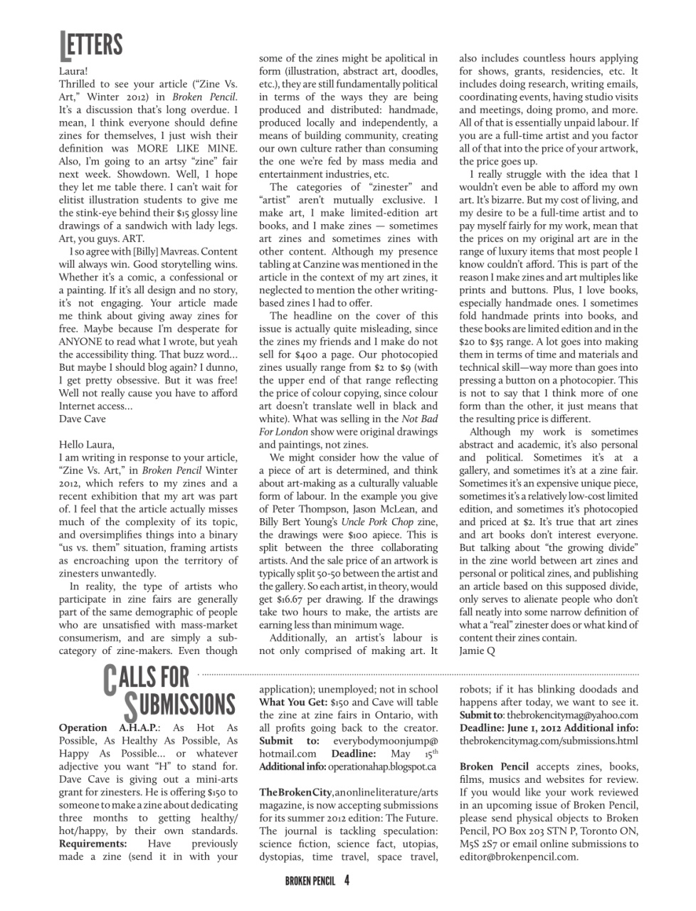 Broken Pencil Preview Pages