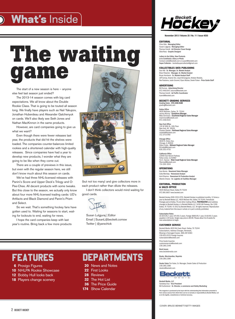 Beckett Hockey Magazine Preview Pages