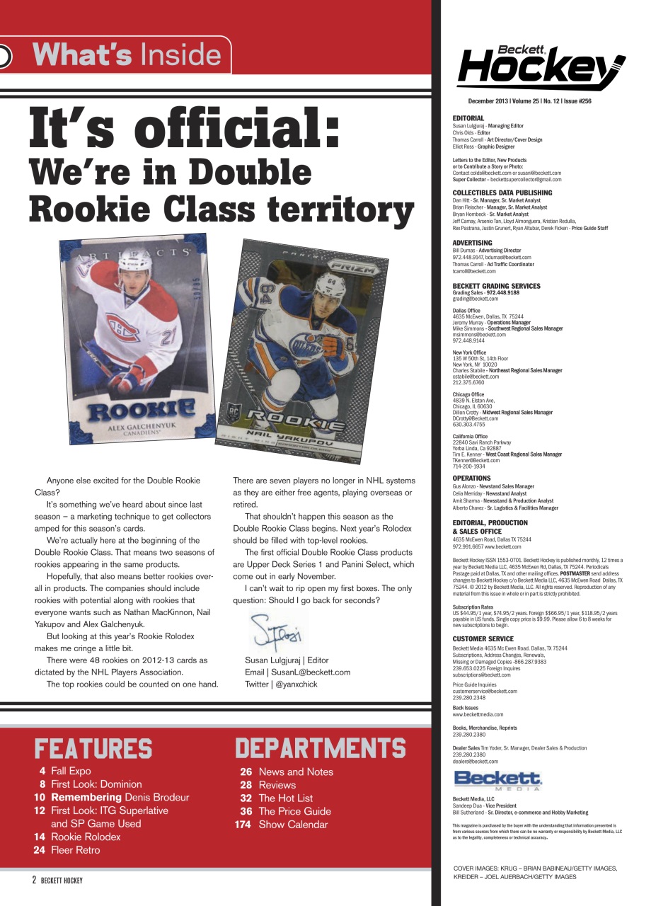 Beckett Hockey Magazine Preview Pages