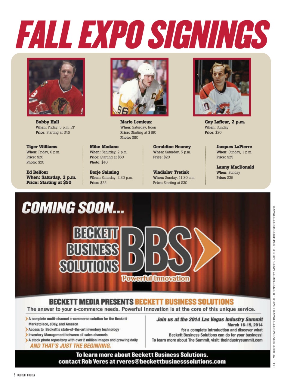 Beckett Hockey Magazine Preview Pages