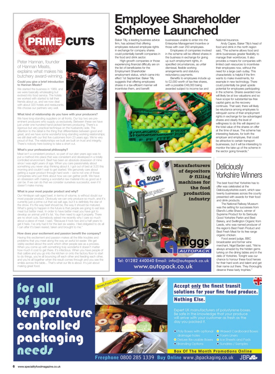 Speciality Food Preview Pages