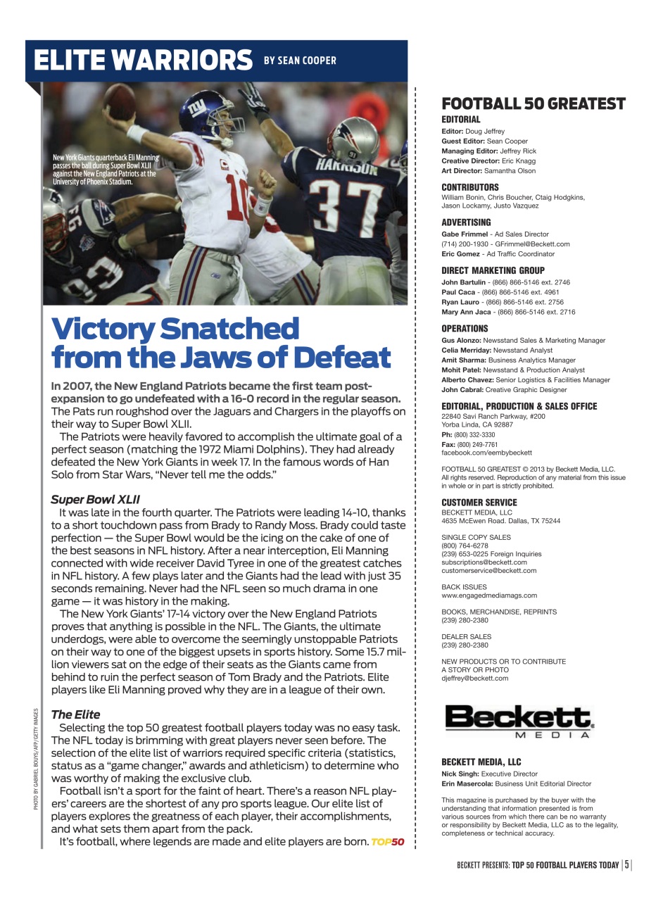 Beckett Football Magazine Preview Pages