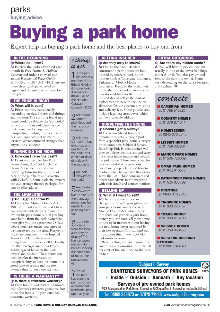 Park Home & Holiday Living Preview Pages