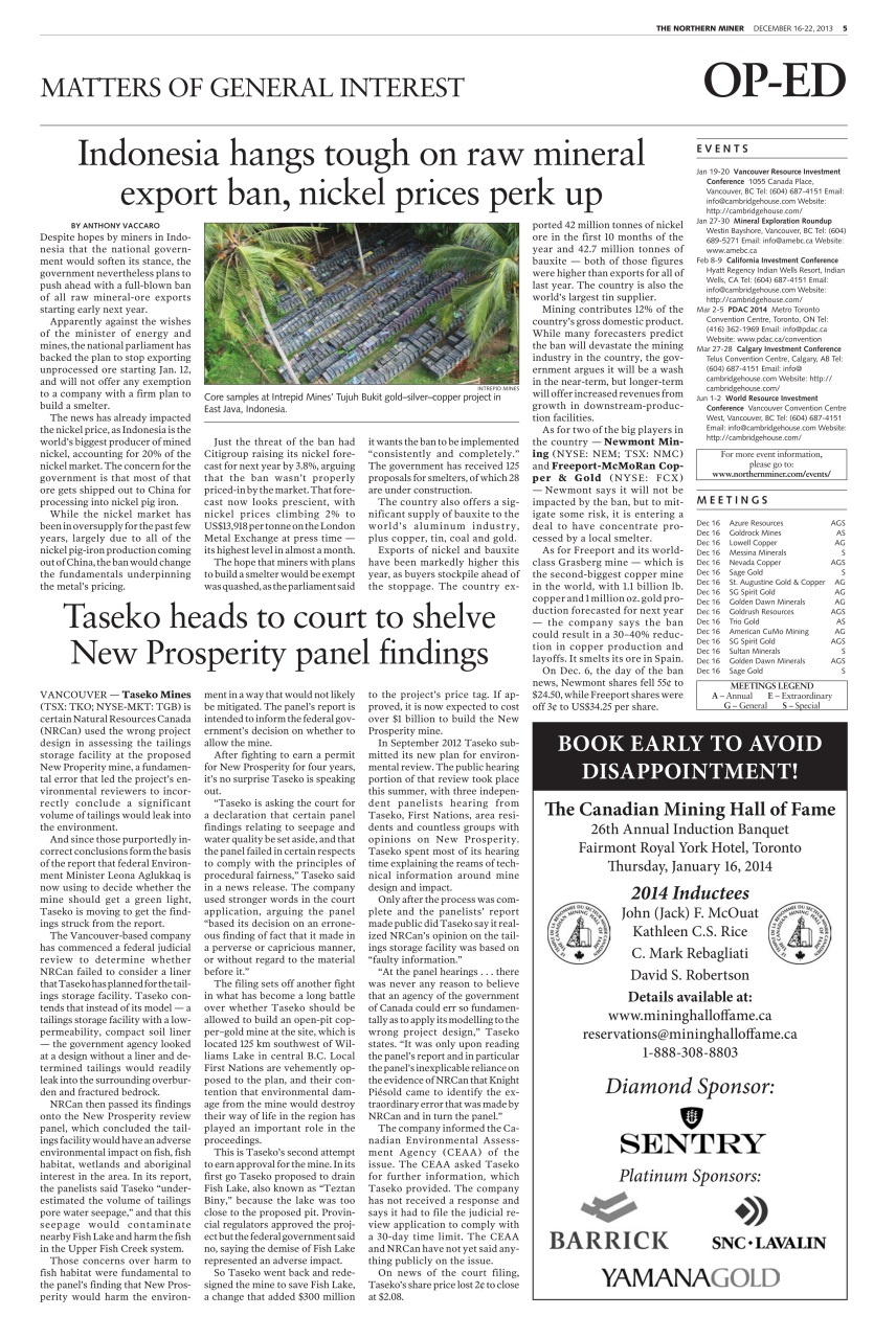 The Northern Miner Preview Pages